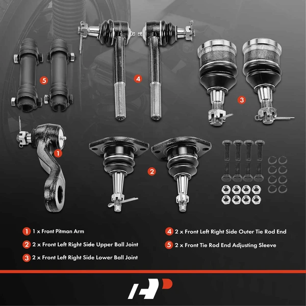 A Set of 9 Ball Joint Tie Rod End and Adjusting Sleeve Kit Front Side A-Premium APCA1118