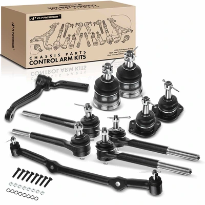 10 Pcs Inner & Outer Tie Rod End & Idler Arm & Ball Joints
