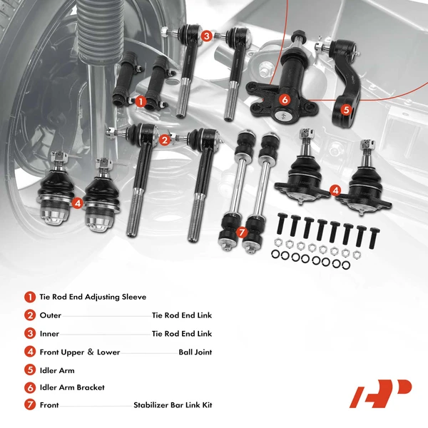 A Set of 14 Ball Joint and Sway Bar Link Full Kit Front Side A-Premium APCA1201