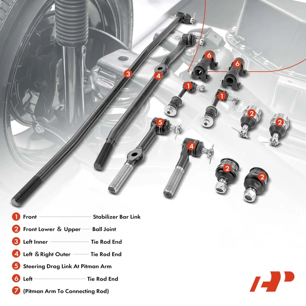 A Set of 12 Ball Joint and Sway Bar Link Full Kit Front Side A-Premium APCA1342