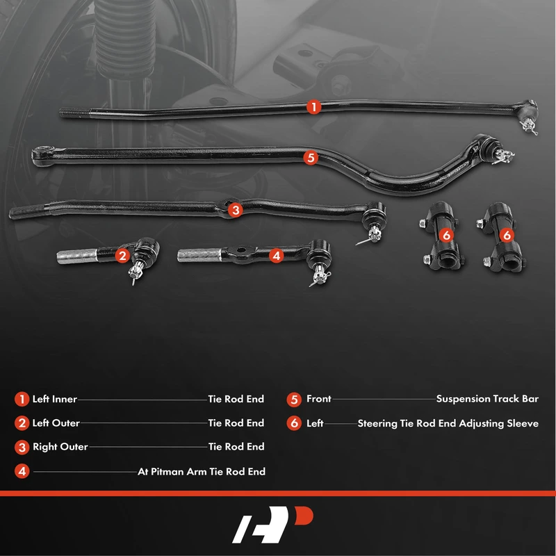 A Set of 7 Tie Rod End Adjusting Sleeve and Track Bar Kit Front Side A-Premium APCA1345