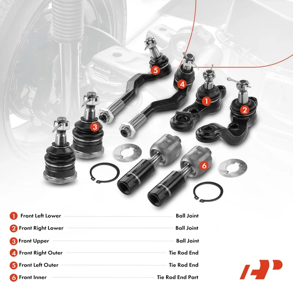 A Set of 8 Ball Joint and Tie Rod End Kit Front Side A-Premium APCA1375