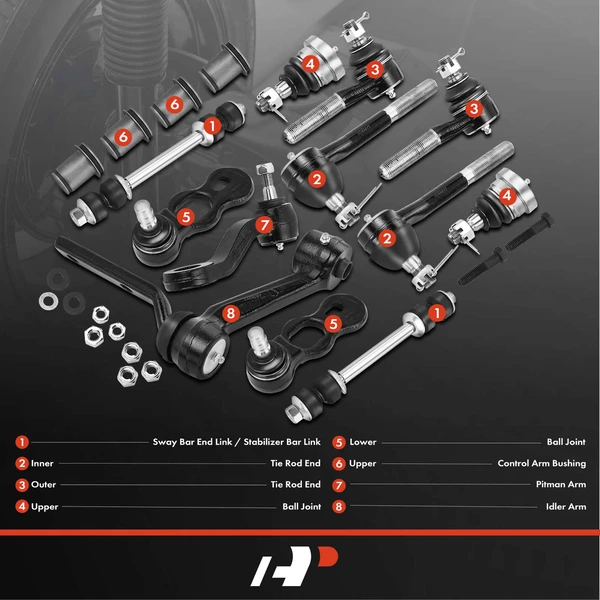 A Set of 14 Control Arm and Ball Joint Full Kit Front & Rear, Inner & Outer A-Premium APCA1379