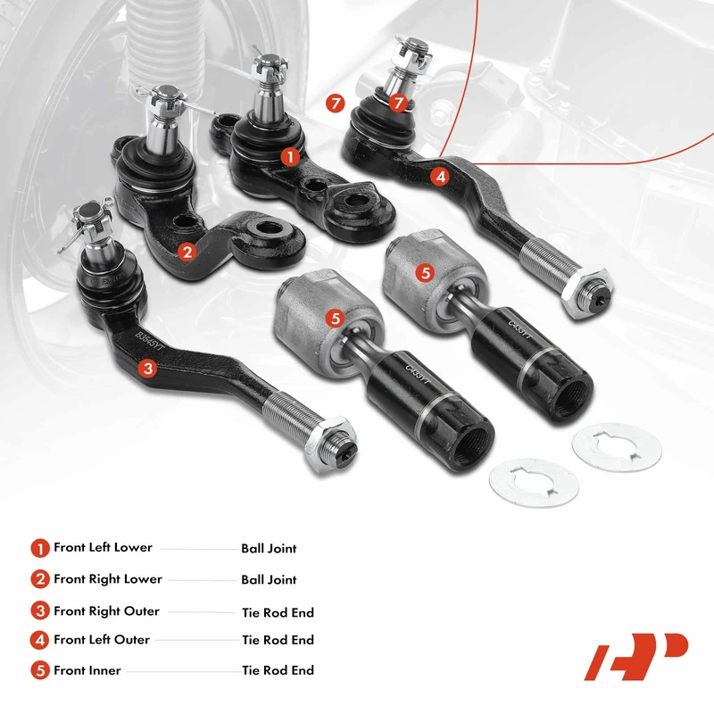 A Set of 6 Ball Joint and Tie Rod End Kit Front Side A-Premium APCA1408