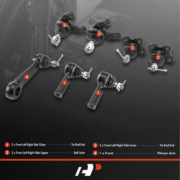 A Set of 7 Ball Joint Pitman Arm and Tie Rod End Kit Front Side A-Premium APCA1585
