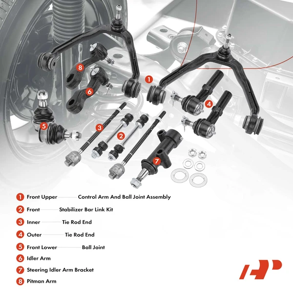 A Set of 13 Control Arm and Ball Joint Full Kit Front Side A-Premium APCA1666