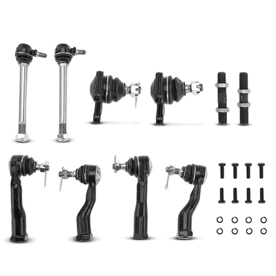 10 Pcs Front Stabilizer Bar Link & Ball Joint Tie Rod End