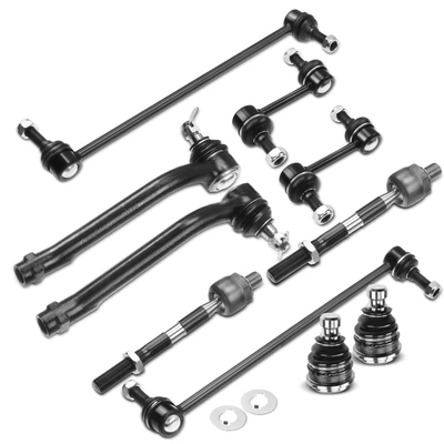 10 Pcs Front & Rear Bar Links & Tie Rod Ends & Ball Joints