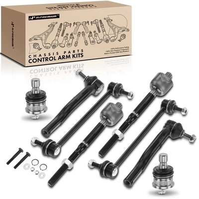 8 Pcs Front Inner & Outer Tie Rod End & Stabilizer Bar End Link