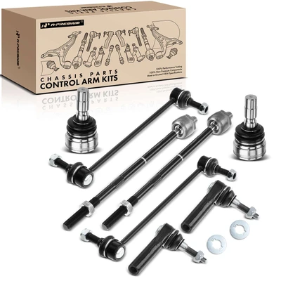 8 Pcs Front Stabilizer Bar Link & Tie Rod End Ball Joint