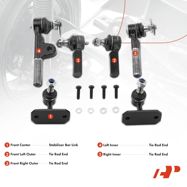 A Set of 6 Sway Bar Link and Tie Rod End Kit Front Side A-Premium APCA1985