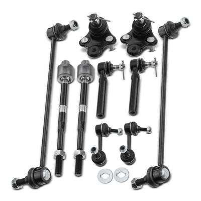10 Pcs Front & Rear Stabilizer Bar Link & Tie Rod End & Ball Joint kit