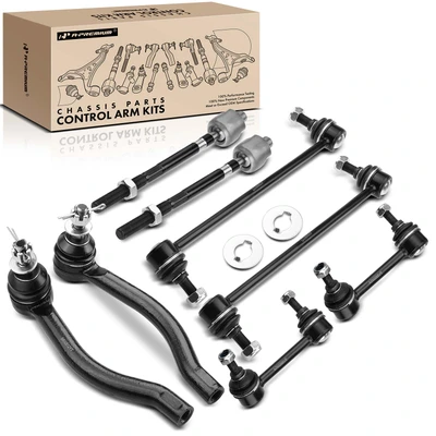 8 Pcs Front & Rear Stabilizer Bar Link Tie Rod Ends