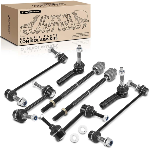 A Set of 8 Sway Bar Link and Tie Rod End Kit Front & Rear A-Premium APCA2080
