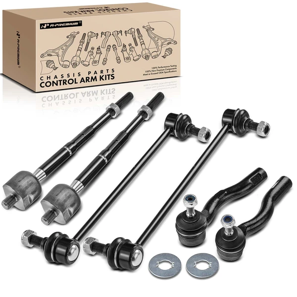 2007-2012 Nissan Sentra A Set of 6 Sway Bar Link and Tie Rod End Kit Front Side A-Premium APCA2083