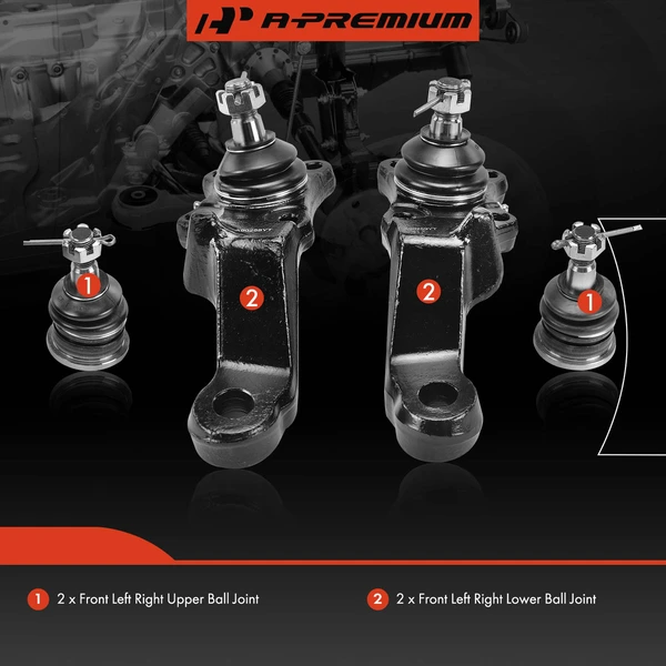 4 Pcs Front Upper & Lower Ball Joints for Toyota Tacoma 1995-2004