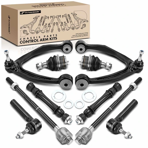 2007-2014 Chevrolet Suburban 1500 A Set of 10 Control Arm Ball Joint Sway Bar Link Tie Rod End Kit Front Inner & Outer A-Premium APCA2162