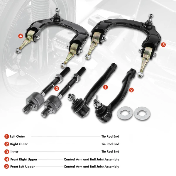 A Set of 6 Control Arm and Tie Rod End Kit Front Side A-Premium APCA2351