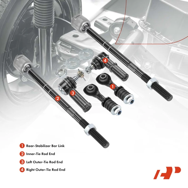 A Set of 6 Sway Bar Link and Tie Rod End Kit Rear Side A-Premium APCA2427