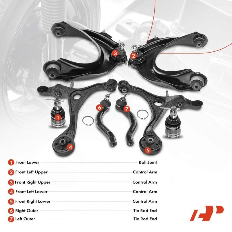 A Set of 8 Control Arm Ball Joint and Tie Rod End Kit Front Side A-Premium APCA2433