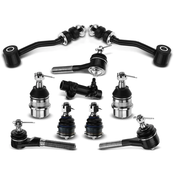 A Set of 10 Ball Joint Adjusting Sleeve Sway Bar Link Tie Rod End Kit Front, Inner & Outer A-Premium APCA2456
