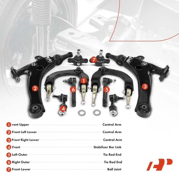 A Set of 10 Control Arm Ball Joint Sway Bar Link Tie Rod End Kit Front Side A-Premium APCA2472