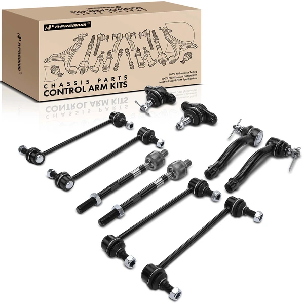 A Set of 10 Ball Joint Sway Bar Link and Tie Rod End Kit Front & Rear A-Premium APCA2684