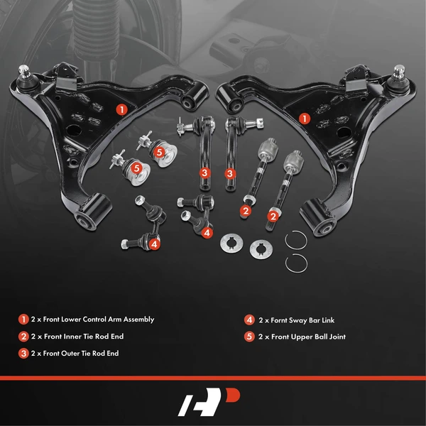 A Set of 10 Control Arm Ball Joint Sway Bar Link Tie Rod End Kit Front Side A-Premium APCA2825