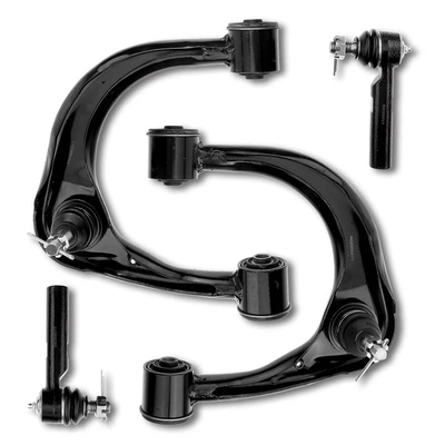 4 Pcs Front Upper Control Arm with Ball Joint Outer Tie Rod End