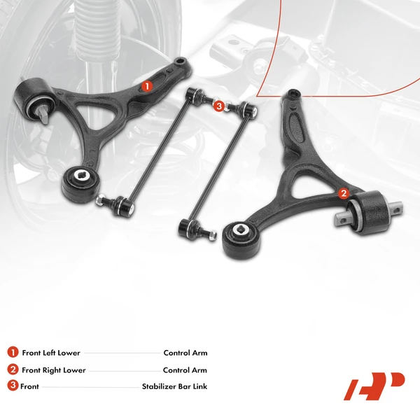 A Set of 4 Control Arm and Sway Bar Link Kit Front Side A-Premium APCA3142