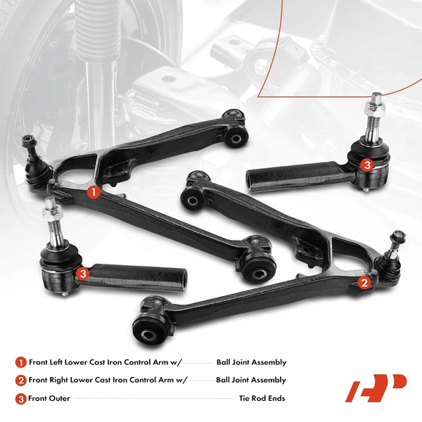 A Set of 4 Control Arm and Tie Rod End Kit Front Side A-Premium APCA3175