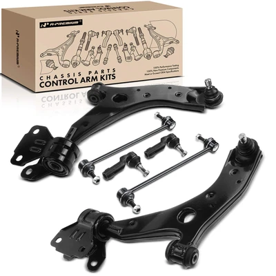 2007-2009 Mazda 3 A Set of 6 Control Arm Sway Bar Link and Tie Rod End Kit Front Side A-Premium APCA3182