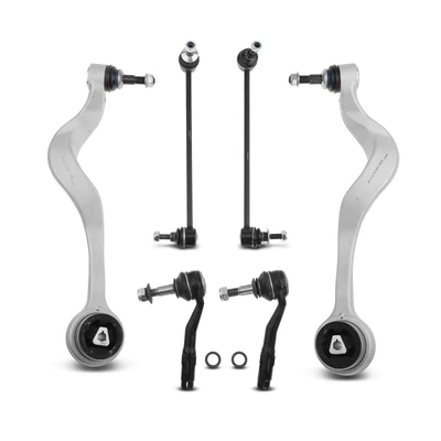 6 Pcs Front Control Arm Sway Bar Link Tie Rod End