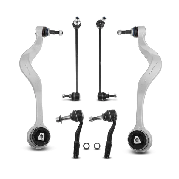 2004-2007 BMW 525i A Set of 6 Control Arm Sway Bar Link and Tie Rod End Kit Front Side A-Premium APCA3203