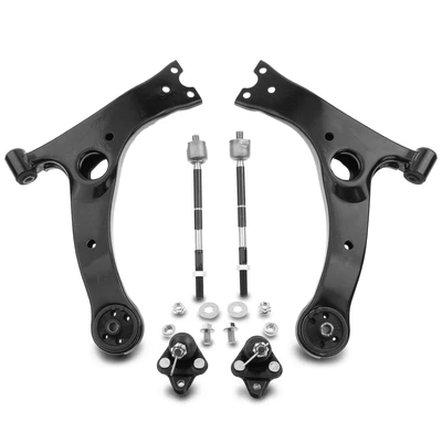 6 Pcs Front Lower Control Arm with Ball Joint Tie Rod End