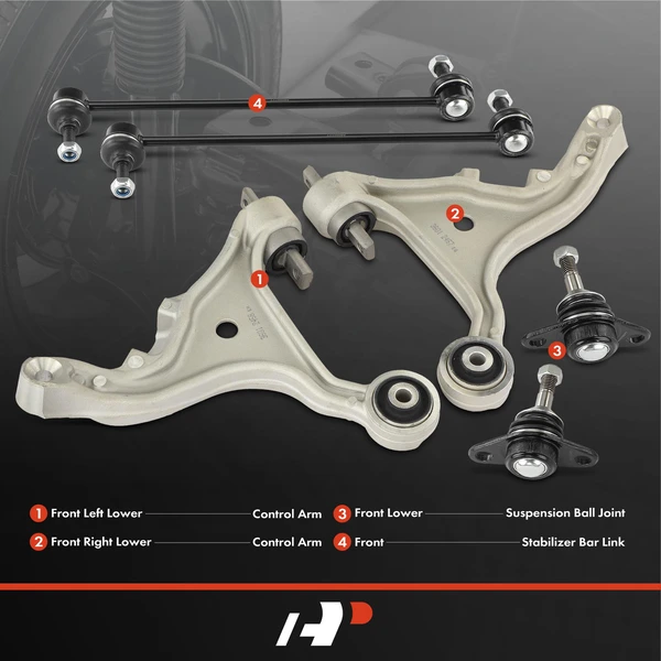 A Set of 6 Control Arm Ball Joint and Sway Bar Link Kit Front Side A-Premium APCA3241