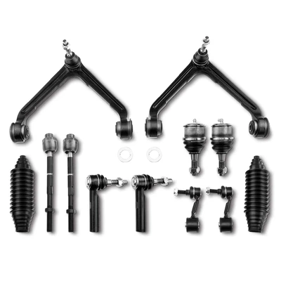 12 Pcs Front & Rear Control Arm Sway Bar Link Tie Rod End