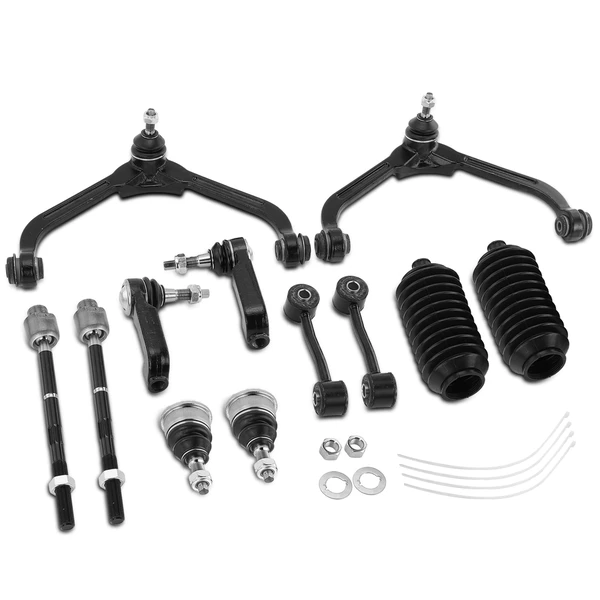 2002-2004 Jeep Liberty A Set of 12 Control Arm Ball Joint Tie Rod and Sway Bar Link Kit Front Side A-Premium APCA3281