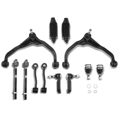 12 Pcs Front Control Arm with Ball Joint Sway Bar Link Tie Rod End