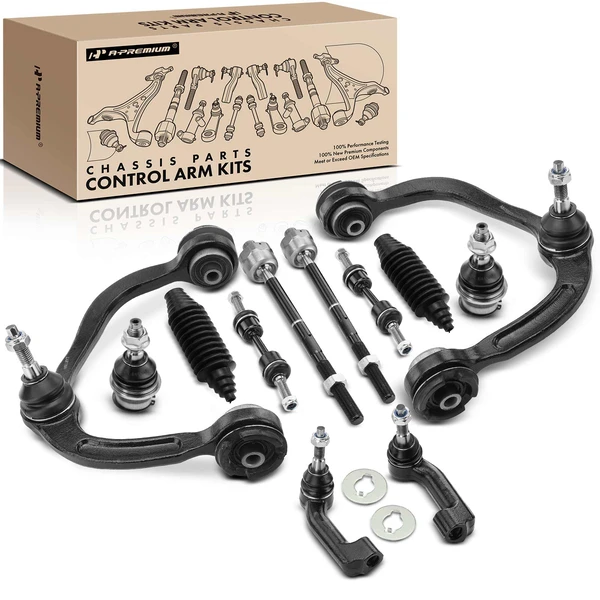 2009-2014 Ford F-150 A Set of 12 Control Arm Ball Joint Tie Rod and Sway Bar Link Kit Front Side A-Premium APCA3293