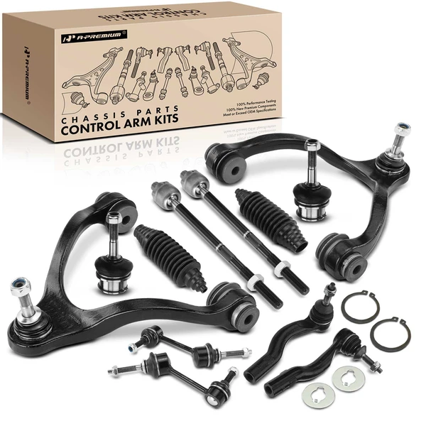 2003-2011 Mercury Grand Marquis A Set of 12 Control Arm Ball Joint Tie Rod and Sway Bar Link Kit Front Side A-Premium APCA3291