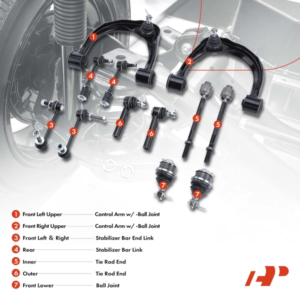 A Set of 12 Control Arm Ball Joint Sway Bar Link Tie Rod End Kit Front & Rear A-Premium APCA3301
