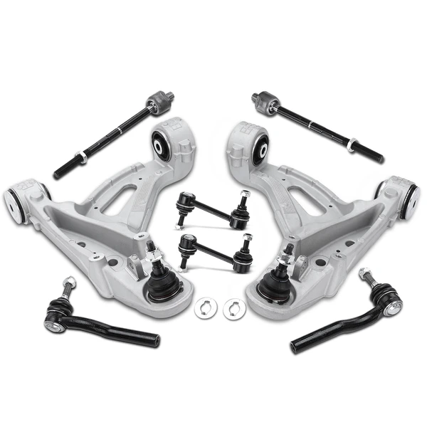 2003-2007 Cadillac CTS A Set of 8 Control Arm Sway Bar Link and Tie Rod End Kit Front Side A-Premium APCA3380