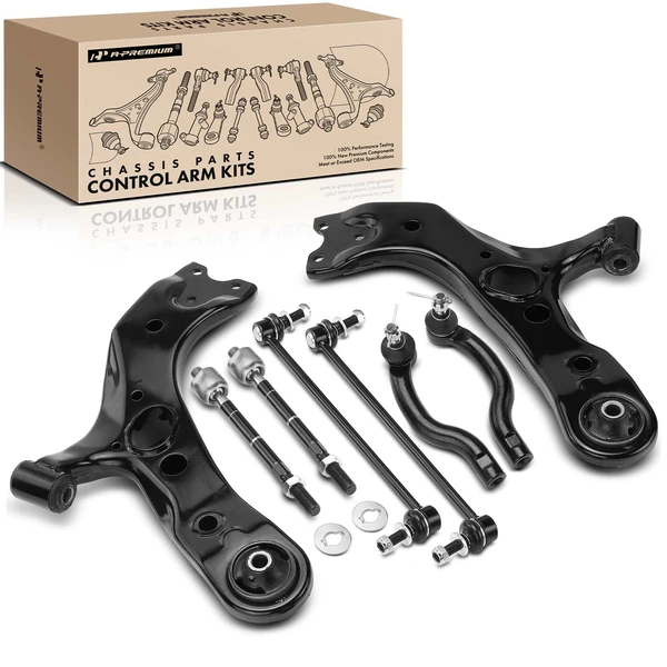 A Set of 8 Control Arm Sway Bar Link and Tie Rod End Kit Front Side A-Premium APCA3400