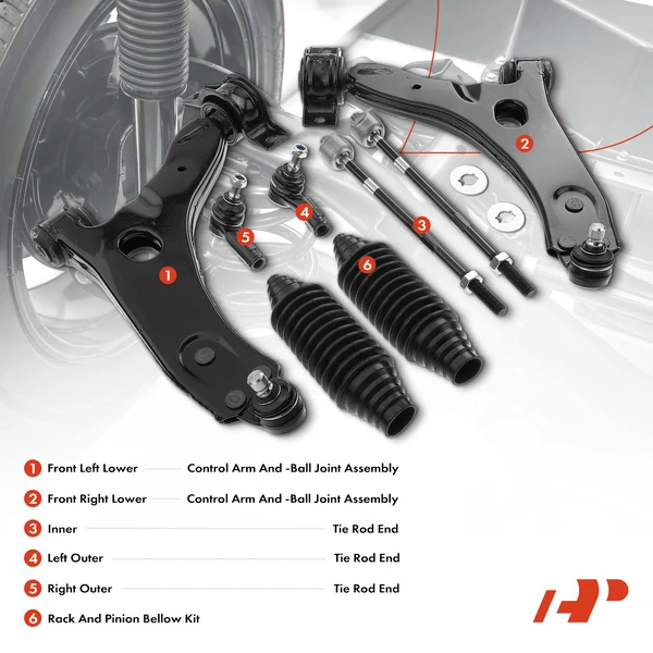 A Set of 8 Control Arm Ball Joint and Tie Rod End Kit Front Side A-Premium APCA3422