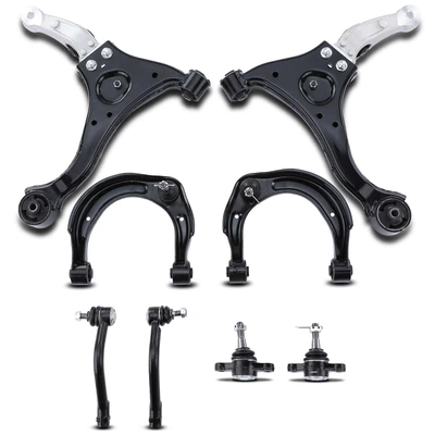 8 Pcs Front Lower & Upper Control Arm Ball Joint Tie Rod End