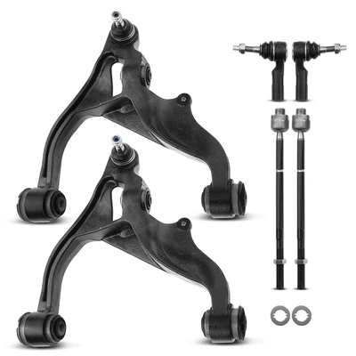 6 Pcs Front Lower Control Arm with Ball Joint Tie Rod End