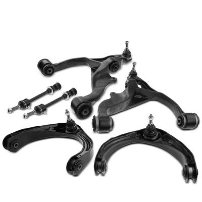 6 Pcs Front Lower & Upper Control Arm & Bar End Link