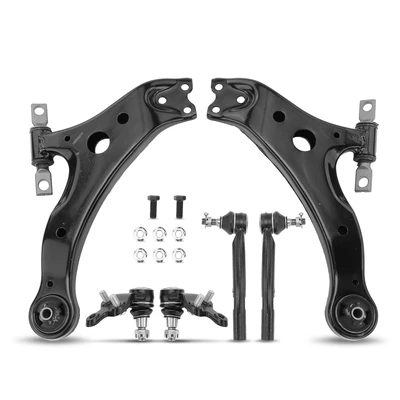 6 Pcs Front Lower Control Arm with Ball Joint Tie Rod