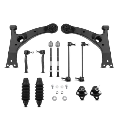 12 Pcs Front Control Arm Sway Bar Link Tie Rod End